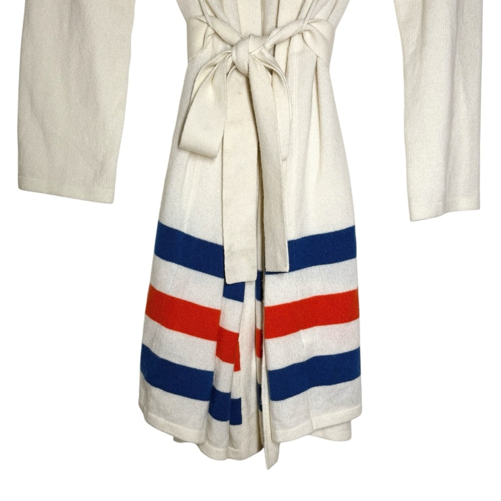 Brooklinen X Kule Cream Blue Red Plush Cashmere Wool Blend Robe - S/M - Picture 5 of 13